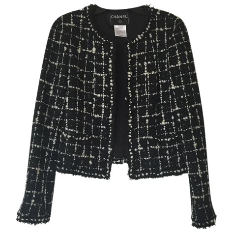 chanel style black blazer womens|Chanel tweed jacket outlet.